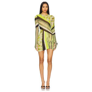 AFRM Mirza Ruched Mesh Mini Dress  WING STRIPE ANTHROPOLOGIE SZ XS NEW